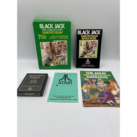 Vintage Atari Blackjack 2600 Cartridge 1978 Complete with Manual Tested &Working - Picture 1 of 12